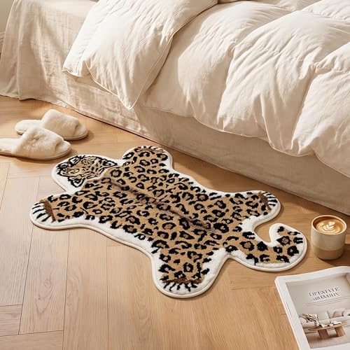 Leopard Bath Mat for Bathroom Non Slip Carpet Dark Brown 24x39in