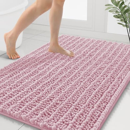 Smiry Bathroom Rugs 40X32, Extra Soft Rubber Backing Chenille Bath Mats