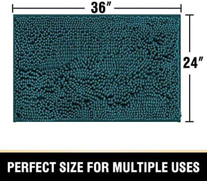 H.VERSAILTEX Bathroom Rugs Non Slip Luxury Chenille Bathroom Mat 24x36 Extra Soft and Absorbent Shaggy Rugs Washable Dry Fast Area Carpet Mats for Bath Room, Tub - Dark Teal