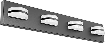 LED Bathroom Vanity Light, 360°Rotatable, 1980 LM 4 Light Black Modern Matte Bathroom Lighting Fixtures, Over Mirror Vanity Lights for Living Room, Bedroom ETL Certified