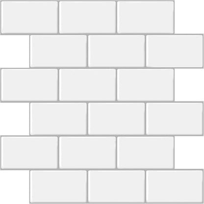 Peel and Stick Backsplash for Kitchen, White | 10 pack self‑adhesive tiles for backsplash, bathroom, or accent wall. Easy DIY install and wipeable. Covers approx. 10 sq ft.
