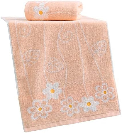 YiLUOMO Coral Pink Hand Towel Set of 2 Super Soft 100% Cotton Flower Pattern Quick Dry Highly Absorbent Bathroom Hand Towels 13 x 29 Inch