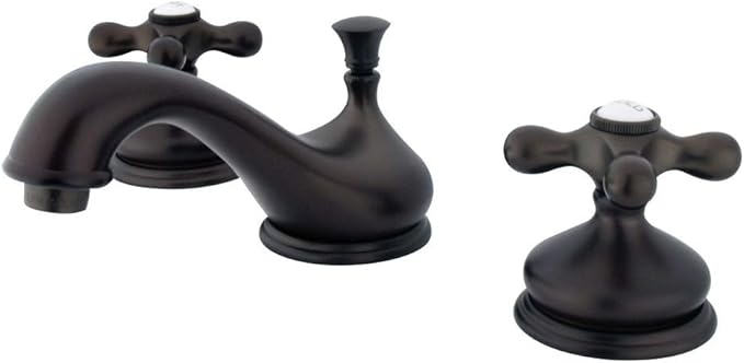 Kingston Brass KS1165AX Heritage Widespread Lavatory Faucet with Metal Cross Handle, Oil Rubbed Bronze
