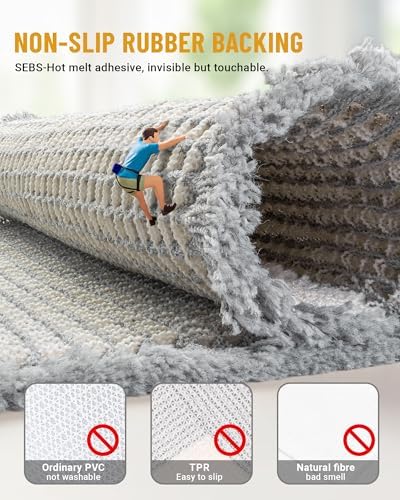 Furicher Large Waffle Bath Mat Set, Non Slip Bathroom Mat Ultra Absorbent Bath Mats for Decor, Extra Soft Floor Bathroom Rugs Sets 2 Piece, Washable Bath Rugs Set, Grey & White, 20"×47" and 16"×24"