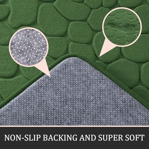 YIHOUSE Bathroom Rugs Mat Set, Memory Foam Bath Mat 2 Piece Green
