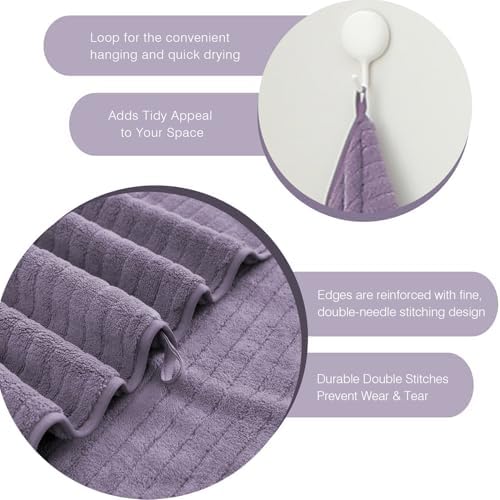 Hailea Hand Towels Set 16x31 Inches,Soft Microfibers Bathroom Towel Set 2 Pack,Highly Absorbent Quick Dry Luxury Towel Hotel Spa Gym Hand Towel Collection for Bathroom,Dark Purple