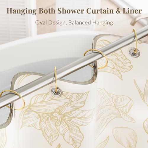 Bathway Shower Curtain Rings, Shower Curtain Hooks Rust Proof Shower Rings for Curtain, Glide Smoothly Metal Gold Shower Hooks for Shower Curtain and Rod, 12 Pcs Snap Joint Shower Curtain Clips