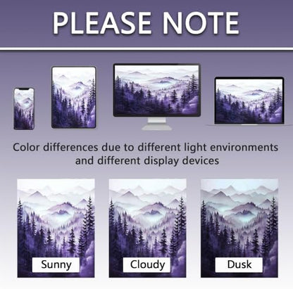Dark Purple Forest Shower Curtain, 60X72 in, Mountain Rustic Pine Tree