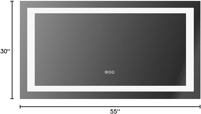 LOAAO 55"X30" RGB LED Bathroom Mirror with Lights, UL Listed | Anti-Fog, Dimmable, RGB Backlit + Front Lighted, Memory Function, Tempered Glass