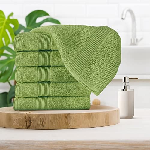 Belizzi Home Ultra Soft 6-Piece Hand Towel Set 16x28-100% Ringspun Cotton - Durable & Highly Absorbent Hand Towels - Ideal for use in Bathroom, Kitchen, Gym, Spa & General Cleaning - Kiwi Green