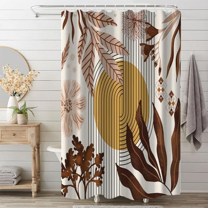 Boho Brown Shower Curtain for Bathroom 72x78 Inch
