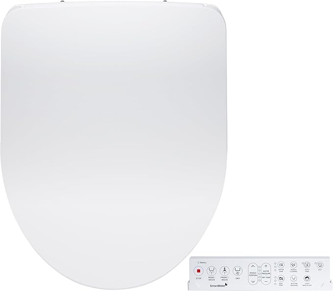 SmartBidet® SB-1200 Luxury Advanced Electric Smart Bidet Round White Toilet Seat with Remote control, Endless Warm Water with LED Night Light, Slim Profile
