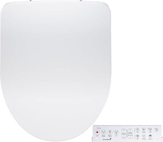 SmartBidet® SB-1200 Luxury Advanced Electric Smart Bidet Round White Toilet Seat with Remote control, Endless Warm Water with LED Night Light, Slim Profile