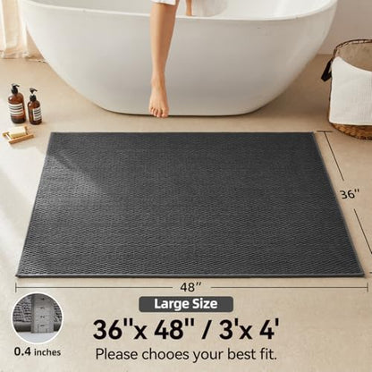 Triohero Large Bathroom Rugs Non Slip Washable Bath Rugs Super Absorbent Bathroom Rug Thin Quick Dry Low Pile Bath Mats, Dark Grey 36"x48"
