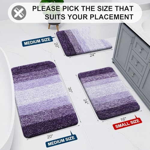 Arotive Microfiber Bathroom Rugs, Shaggy Soft Absorbent Bath Rug, 60x40