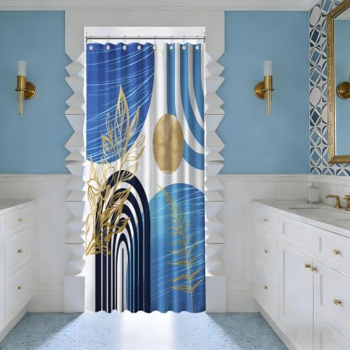 Light Blue Stall Shower Curtain, 48X72 in Narrow Small, Mid Century