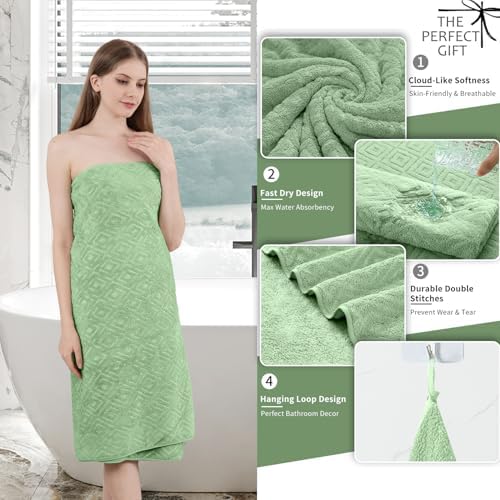 Bath Towel Set of 4 Extra Large Bath Sheet 35"x70" Oversized Bath Towel Soft Microfiber Bathroom Towel for Adults Highly Absorbent Quick Dry Towel Set for Bathroom,Hotel,Shower Towel Bath Sheet Green