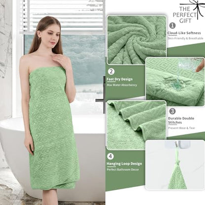 Bath Towel Set of 4 Extra Large Bath Sheet 35"x70" Oversized Bath Towel Soft Microfiber Bathroom Towel for Adults Highly Absorbent Quick Dry Towel Set for Bathroom,Hotel,Shower Towel Bath Sheet Green