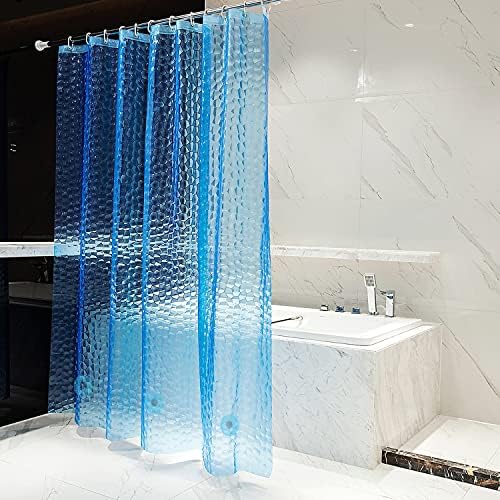 Bostofy Waterproof Shower Curtain Liner EVA Thick Shower Curtain with Heavy Duty 3 Bottom Magnets, Shower Liner for Shower Stall, Bathtubs, 3D Pebble Pattern, 72 x 72,12 Hooks
