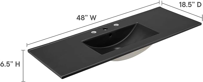 Modway EEI-5072-BLK Cayman 48" Single Basin Bathroom Sink, Black