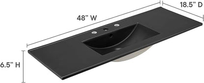 Modway EEI-5072-BLK Cayman 48" Single Basin Bathroom Sink, Black