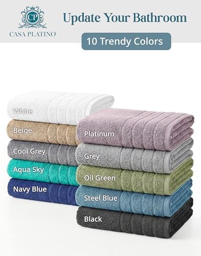 Casa Platino Bath Towel Set Quick Dry 100% Cotton 24 Piece Soft - Platinum