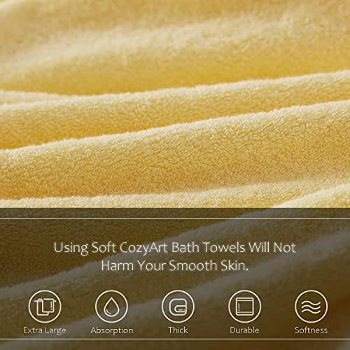 COZYART Luxury Bath Towel Set 6 Pcs, Yellow 100% Turkish Cotton 650 GSM