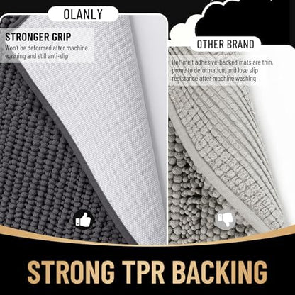 OLANLY Thick Chenille Bathroom Runner Rugs Mats 70x24, Dark Grey