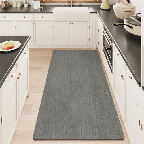 Mecko Bath Mat 24"x48",Ultra Thin Bathroom Rug fit Under doorGrey
