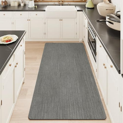 Mecko Bath Mat 24"x48",Ultra Thin Bathroom Rug fit Under doorGrey
