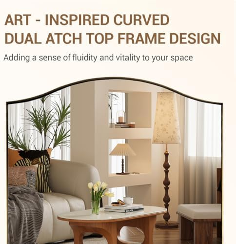 ANDY STAR 30"x40" Scalloped Wall Mirror, Brushed Gold Rectangle Bathroom Mirror with Curved Edge Stainless Steel Metal Frame, Large Wall-Mounted Mirror for Bathroom, Entryway (Horizontal/Vertical)