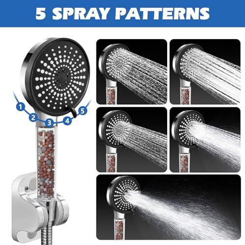 Filtered Shower Head,8”Rain Shower Head with Handheld Spray Combo with 11'' Angle Adjustable Extension Arm/Flow Regulator/Shower System,High Pressure Rainfall Shower Head Bathroom,Chrome
