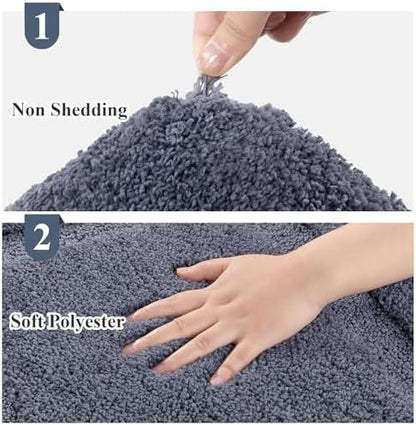 SHACOS Soft Microfiber Bathroom Rugs Set of 2 Pieces, Dark Grey