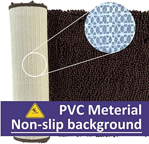 Bath Rug Set 3 Piece Luxury Chenille Extra Soft and Absorbent Shaggy Bathroom Mat Rugs, Machine Washable, Non-Slip Plush Carpet Runner for Tub, Shower, (Brown) Home Decor Bathroom Accessories