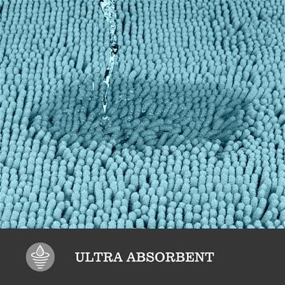 Yeaban Chenille Aqua Bathroom Rug 24"x36", Non-Slip Rubber Backing
