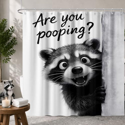 Extra Tall Shower Curtain XL Funny Raccoon Teen, 70 x 84 Inchs