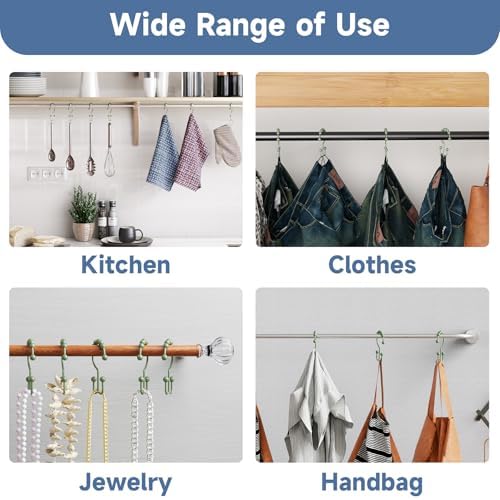 Titanker Shower Curtain Hooks Rings, Rust-Resistant Metal Double Glide Shower Hooks for Bathroom Shower Rods Curtains, Set of 12 Hooks - Sage Green