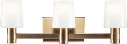 Kichler Adani 3-Light Vanity, Modern Light with Opal Glass in Champagne Bronze, Bathroom or Powder Room (8.25" x 24"), 55176CPZ