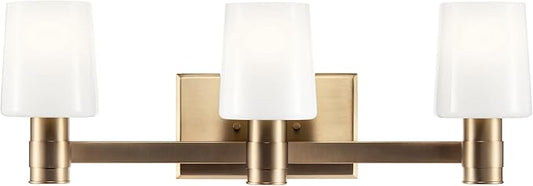 Kichler Adani 3-Light Vanity, Modern Light with Opal Glass in Champagne Bronze, Bathroom or Powder Room (8.25" x 24"), 55176CPZ