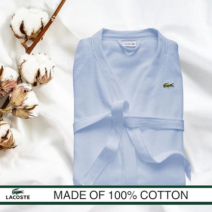 Lacoste Classic Pique Bath Robe, 100% Soft Cotton Terry, Unisex Adult Bathrobe, Absorbent & Quick Drying, One Size Fits Most