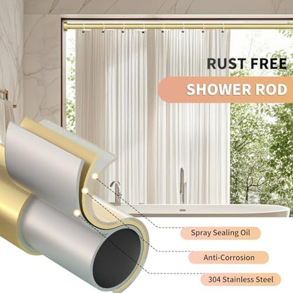 Gold Shower Curtain Rod 34-96 Inch (2.8-8ft) Adjustable Shower Rod