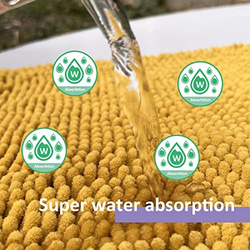 Bathroom Rugs Sets 2 Piece Extra Soft Chenille Bathroom Mats Non Slip Bath Mat Set,Absorbent Shaggy Rugs Perfect Plush Bath Rugs with U-Shaped Toilet Rug,Bathrom Carpets for Bathroom Gold