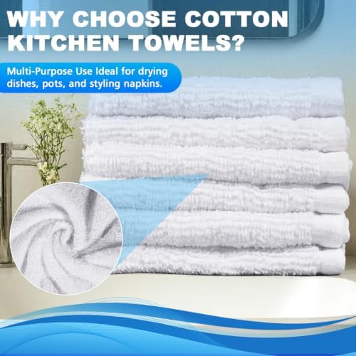 Washcloths Set, 6-Pack Cotton Wash Cloths, 12x12 Inch, White