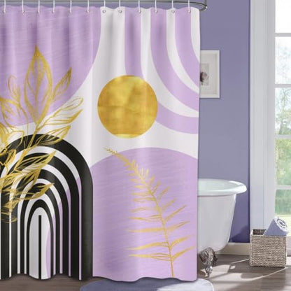 Light Purple Extra Long Shower Curtain, Tall 72X96 in, Mid Century