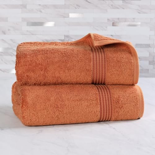 SUPERIOR Egyptian Cotton Bath Sheet Set, Oversized Towels for Home Bathroom, Master, Guest Bath, Decor Essentials, Quick Dry, Absorbent, Large Body Towel, Spa, Hotel, Resort, Set of 2, Caramel Brown