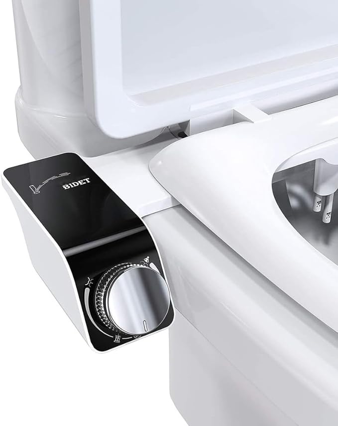 Self-Cleaning Non-Electric Dual Nozzle Bidet Attachment for Toilet Seat Jet Spray for Toilet Bathroom Bidet Toilet Sprayer, Adjustable Water Pressure, Rear and Feminine Wash