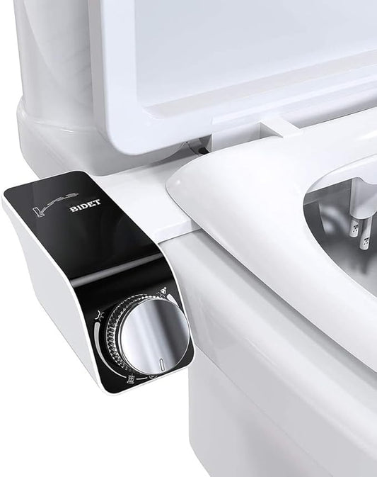 Self-Cleaning Non-Electric Dual Nozzle Bidet Attachment for Toilet Seat Jet Spray for Toilet Bathroom Bidet Toilet Sprayer, Adjustable Water Pressure, Rear and Feminine Wash