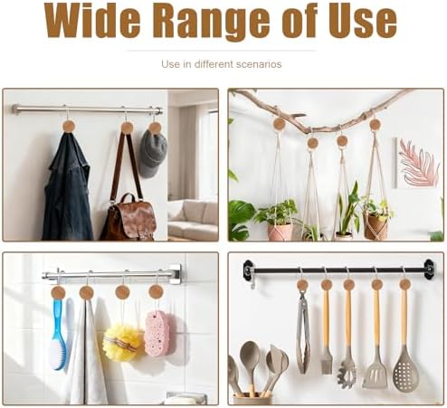 Shower Curtain Hooks, Wood Decorative Shower Curtain Rings, Modern Round Log Shower Curtain Hangers, 12PCS Shower Hooks for Shower Curtain Rod, Bedroom, Living Room (Silvery)