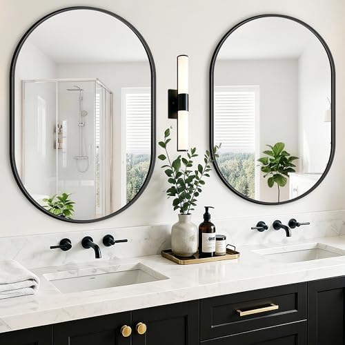 Oval Bathroom Mirror, 2 Pack 24"x36" Black Vanity Mirror for Over Sink
