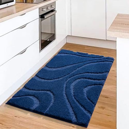 DEXDE Bathroom Rugs Mat Soft Absorbent Shaggy Floor Carpet Navy Blue 20x32
